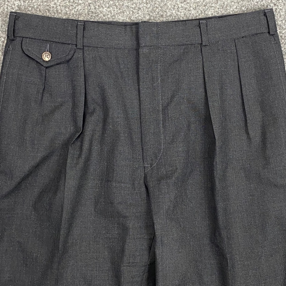 Vintage Polo Ralph Lauren Dalton Wool Trousers Mens 34 Gray Pleated Cuffed‎ USA - Picture 3 of 16